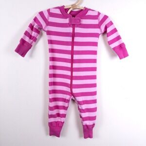Hanna Andersson Sleeper Baby 3-6 mos Pink Striped Organic Cotton Zip Up Pajamas